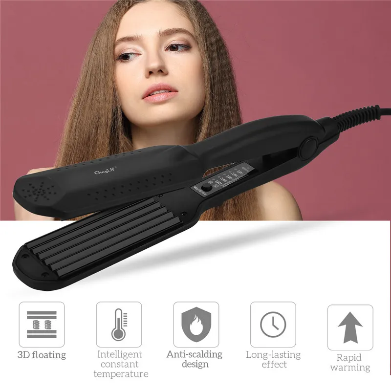 

Professional Hair Straightener Hair Crimper Corn Curler Waver Wide Plate Flat Iron Heating Adjust Straightening Corrugated Irons