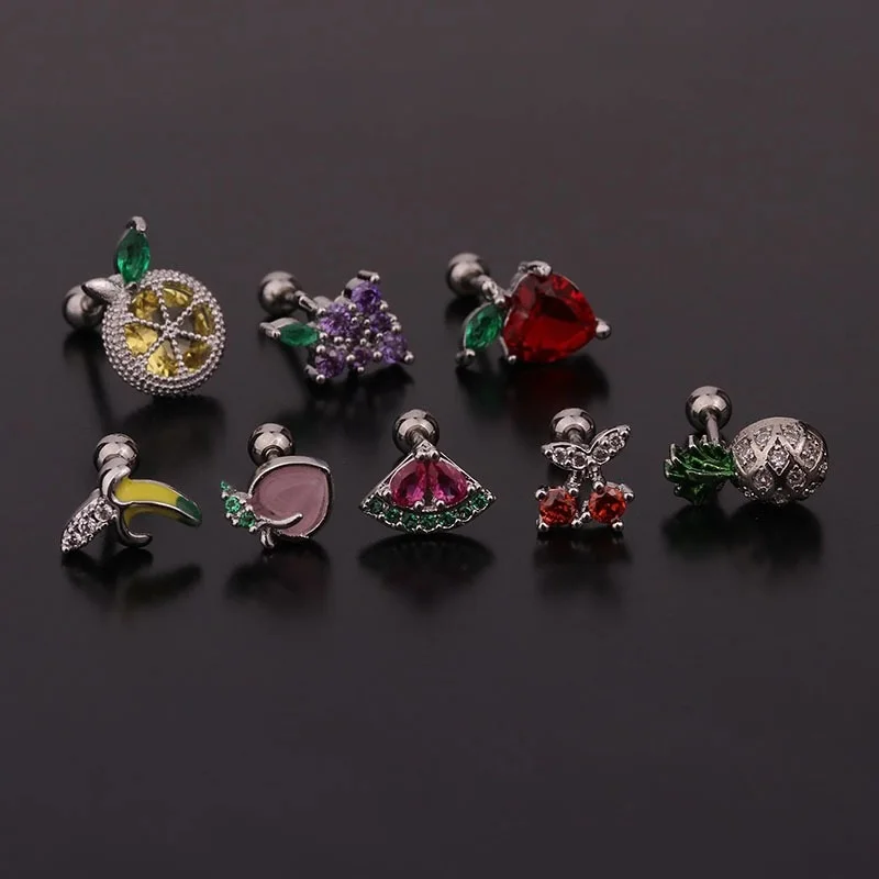 1PC 20G CZ Cartilage Stud Earrings for Women Banana Shape Helix Tragus Ear Piercing Jewelry | Украшения и аксессуары