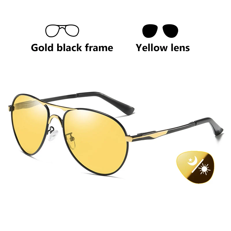 Gold Black Frame CoolPandas, высокое качество, авиационные мужские солнцезащитные очки, поляризационные, для вождения, фотохромные, для дня, ночного видения, очки пилота, очки для женщин, UV400 - Цвет линз: Gold Black Frame