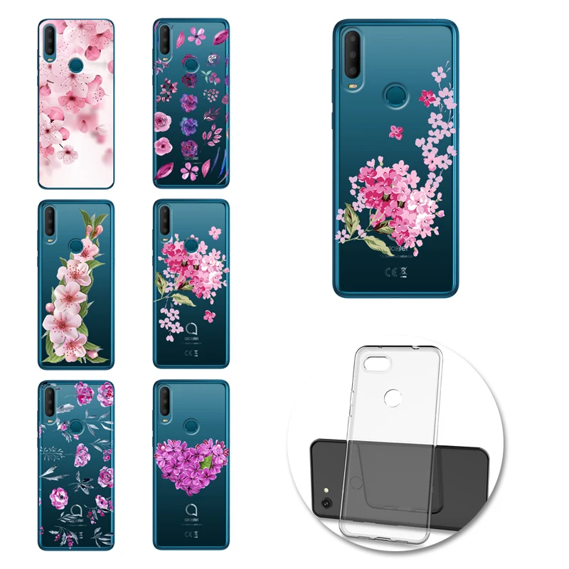 Чехол для телефона из мягкого силикона и ТПУ с цветами чехлы Alcatel 1 1S 1V 3 3X 3L 2019 1C 5003D