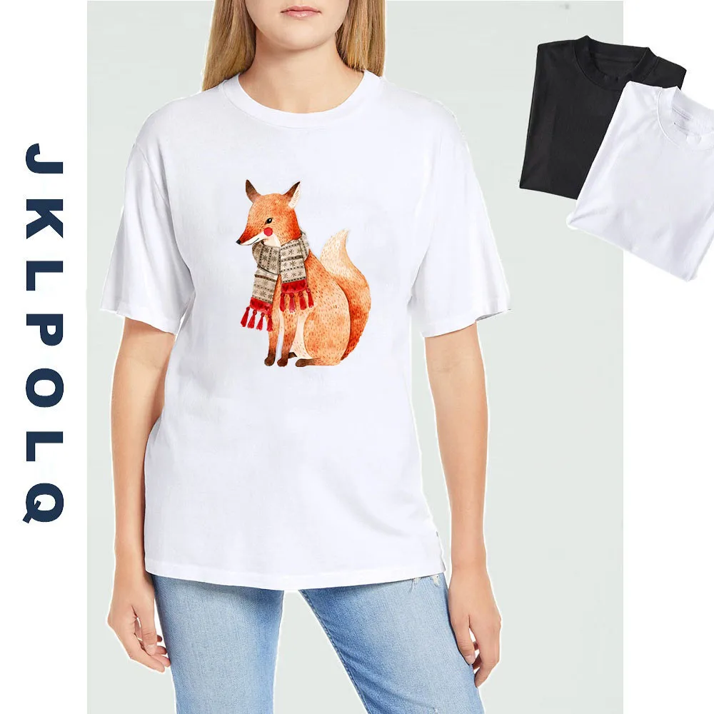 

JKLPOLQ женская футболка с забавным мультяшным изображением животного, летние женские хлопковые топы с коротким рукавом для девочек, повседне...