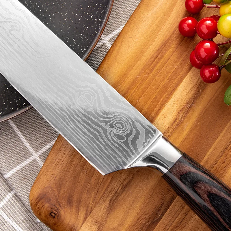 

Hammer Forg Chef Knife Damascus Laser Grain Small Kitchen Knife Pointed West German Craft Stainless Steel Meat Cleaver