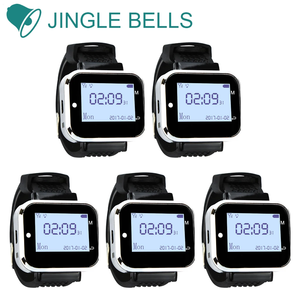 JINGLE BELLS 433 92 МГц 5 шт. часов пейджер приемник беспроводной сервис звонки для гостей