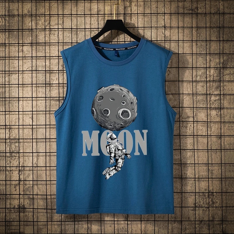 Летние хлопковые мужские майки с капюшоном исследование пространства белый