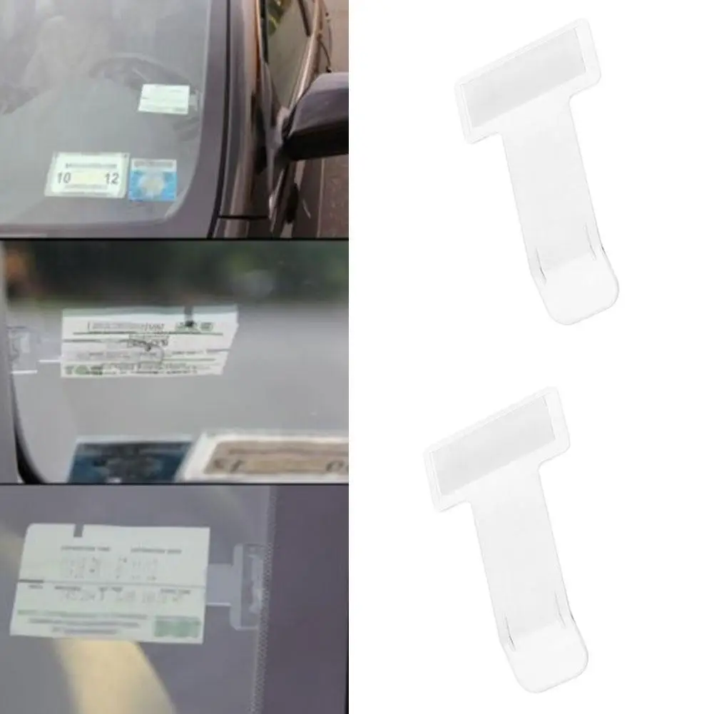 

2pcs Car Parking Ticket Bill Holder Clip Transparent Automobile Ticket Bill Windscreen Practical Sticker Car Clip Accessori O0W3