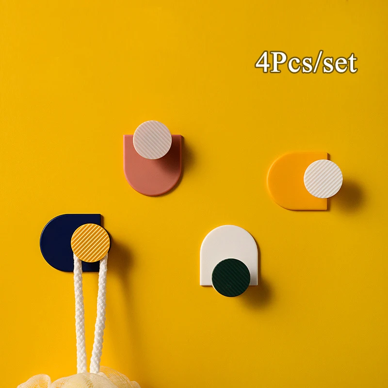 

Creative Wall Hanging Wall Hook Kitchen Load-bearing Household Non-perforated Suction Cup 4Pcs/set Seamless Sticky Hook