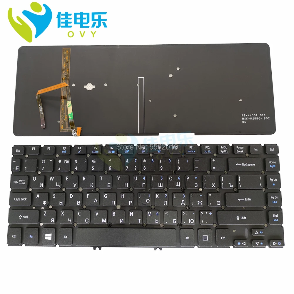Клавиатура OVY RU с подсветкой для Acer Aspire M5 481 черная клавиатура ноутбука Чешская
