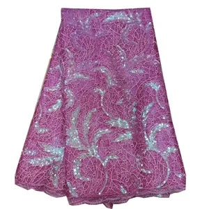 Light pink 3D французский кружевной тюль кружевная ткань модная обувь с ажурной тканью ткань дизайн высокое качество шитье для вечерние свадебные платья 5 ярдов - Цвет: Light pink