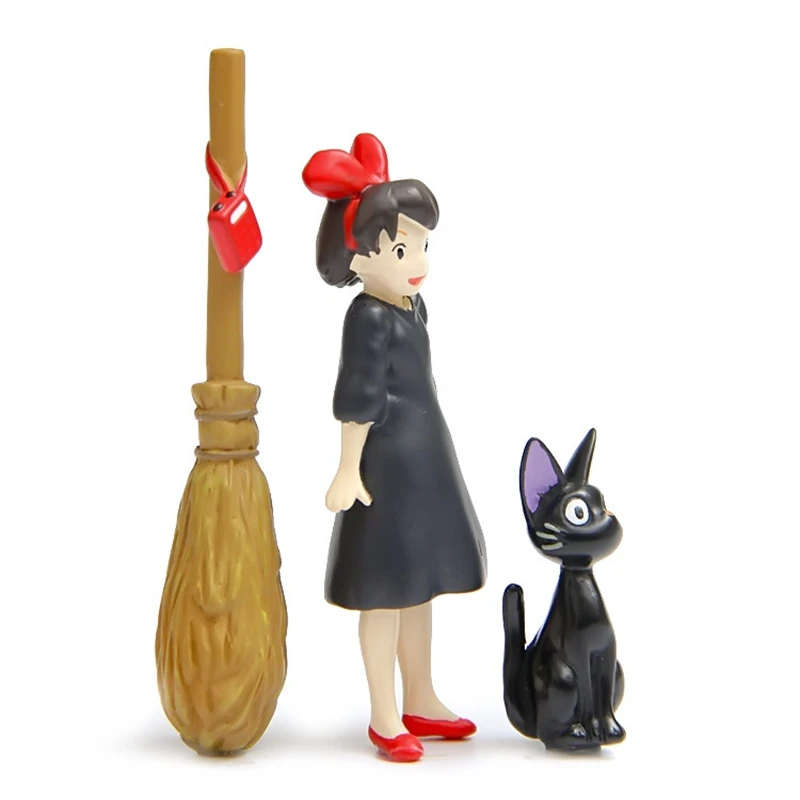 Kawaii Cute Japan Cartoon Figure Kiki Delivery Service With Broom Back Cat Jiji Mini Figurine Miniatures Toy 4-7cm | Игрушки и хобби