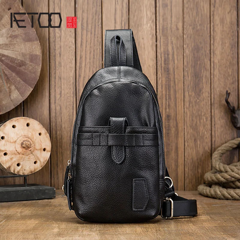 

Сумка-мессенджер AETOO ручной работы, мужская кожаная повседневная сумка через плечо, модная мужская кожаная нагрудная сумка