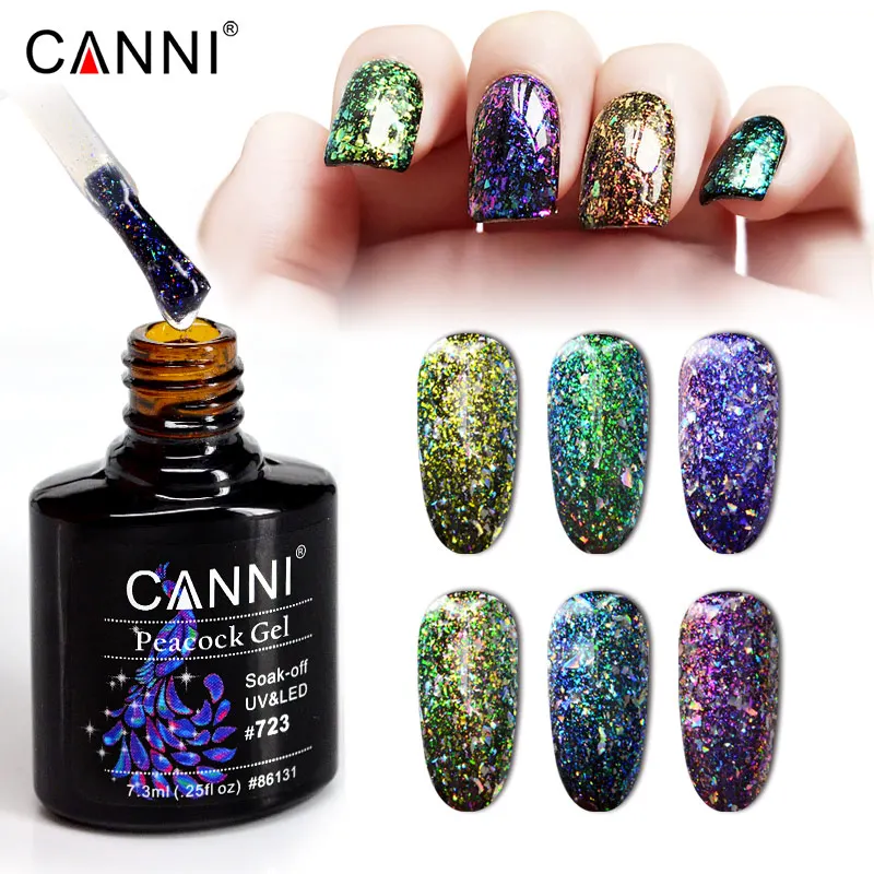 Гель лак CANNI для ногтей блестки стойкая черная основа Звездные ногтей|pearl uv gel|uv