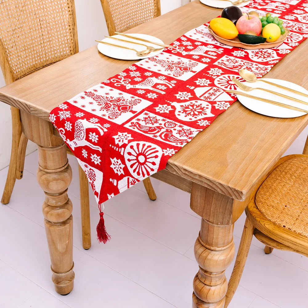 

Christmas Table Runner Thin Banquet Holiday Party Home Decoration Polyester Printed Table Flag Home Textile 35*180cm 1pc