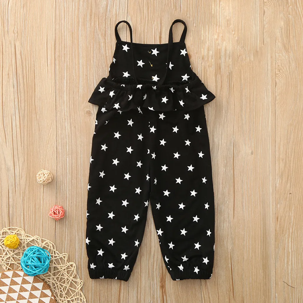 Детские ползунки с рисунком звезд комбинезон без рукавов оборками и открытой