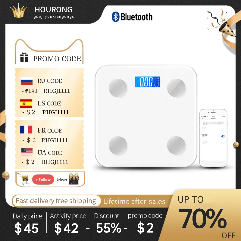 

Смарт-весы с Bluetooth для измерения индекса массы тела и индекса массы тела