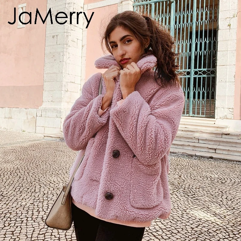 JaMerry/винтажное элегантное женское розовое пальто из искусственного меха осенне