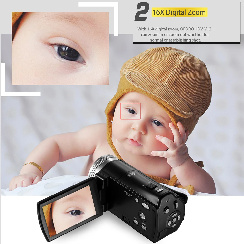 

Up to 20 Million Pixels HD Digital Camera 1080P Home Night Vision Infrared Shooting Gift Anti-shake Beauty DV Camera