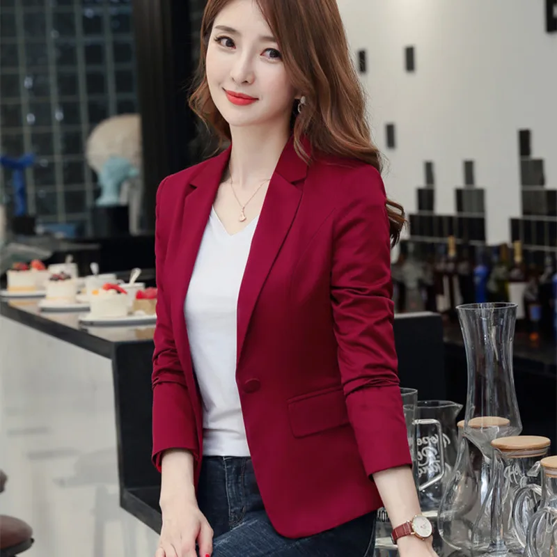 

2021 Новая Осенняя Корейская версия женской самокультивированной обтягивающей повседневной куртки красный костюм женский