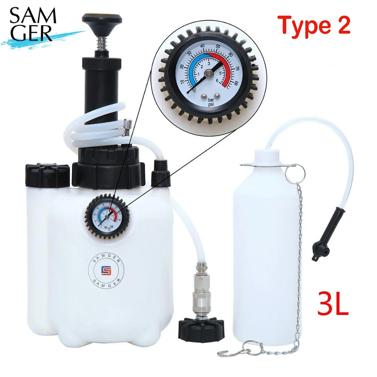 

Samger Auto Brake Bleeder Bleeding Air Pressure Brake Bleeder Tool Fluid Bleed Car Brake Bleeder Fluid Oil Change Tool