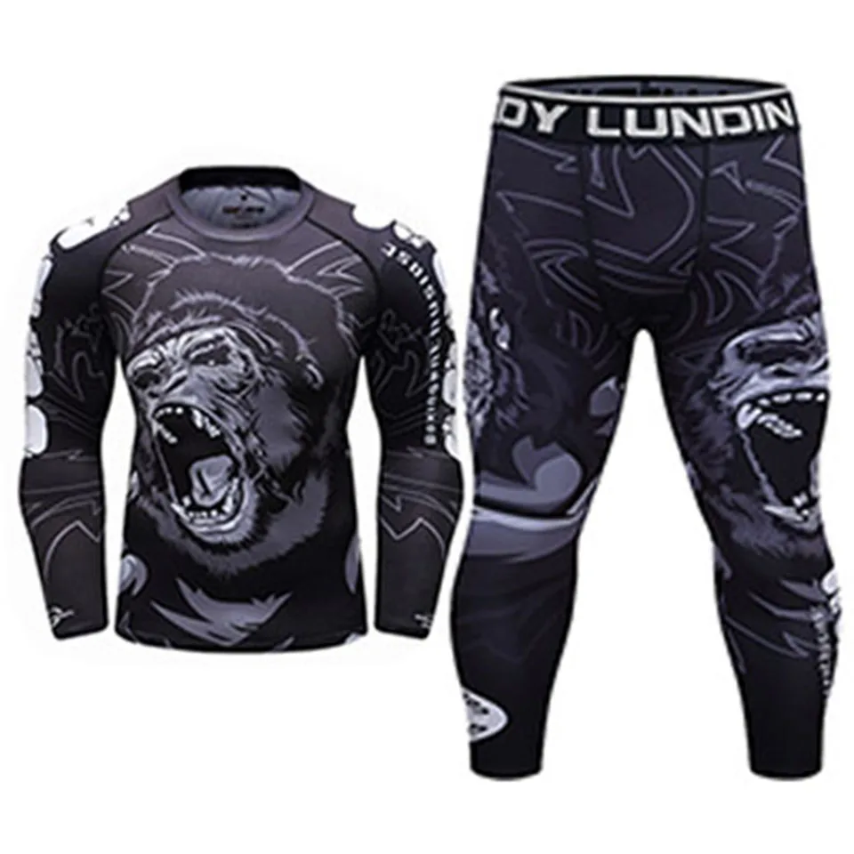 Комплект одежды для ММА компрессионные штаны из Джерси и с 3D принтом Rashguard Bjj