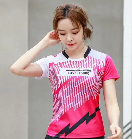 Women Tennis Shirt, Girls Badminton T Shirt, Female Table Tennis Jerseys Gym Clothes, Polyester Ms Badminton Clothing Sportswear