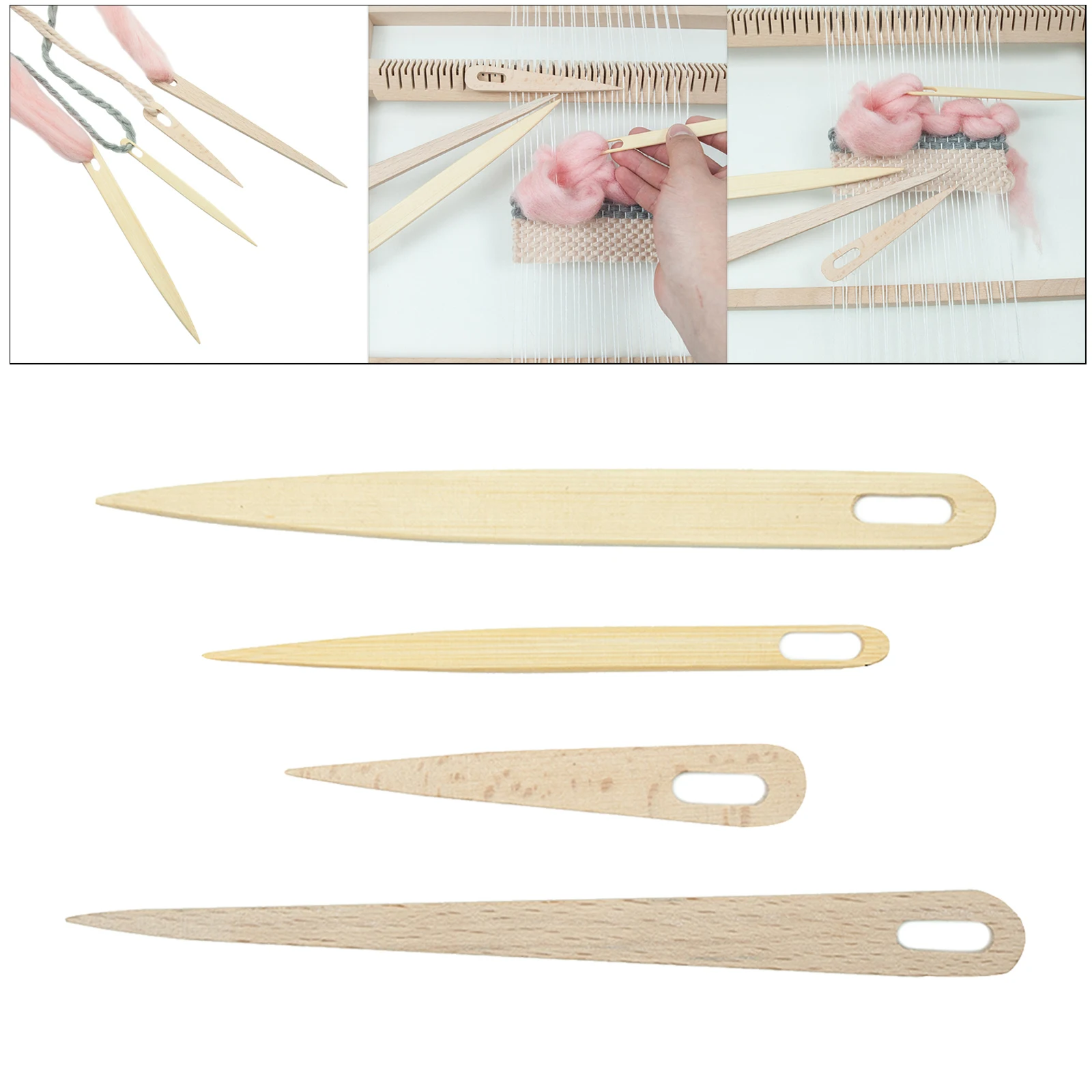 

4pcs Wooden Weaving Knitting Shuttle Stick Needle DIY Tapestry Making Tool