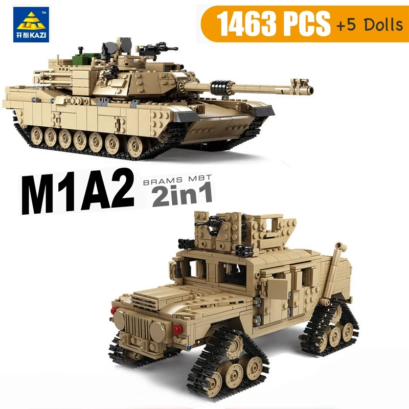

New KY10000 Theme Tank Building Blocks 1463pcs Building Blocks M1A2 ABRAMS MBT Change 2 Toy Tank Models Toys For Children