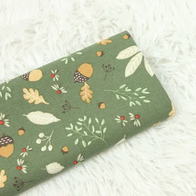 army green Полуярд Утолщаются хлопчатобумажные ткани с ретро цветочным принтом листьев ручной работы DIY швейное изделие для сумки ткань хлопок T680 - Цвет: army green