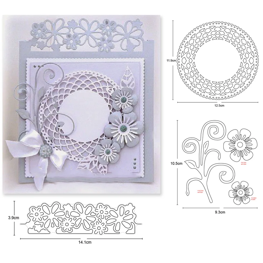 

Металлические Вырубные штампы, цветок, виноград, круг, рамка, набор для вырезания, украшение для скрапбукинга, бумаги, рукоделия, нож, форма, ...