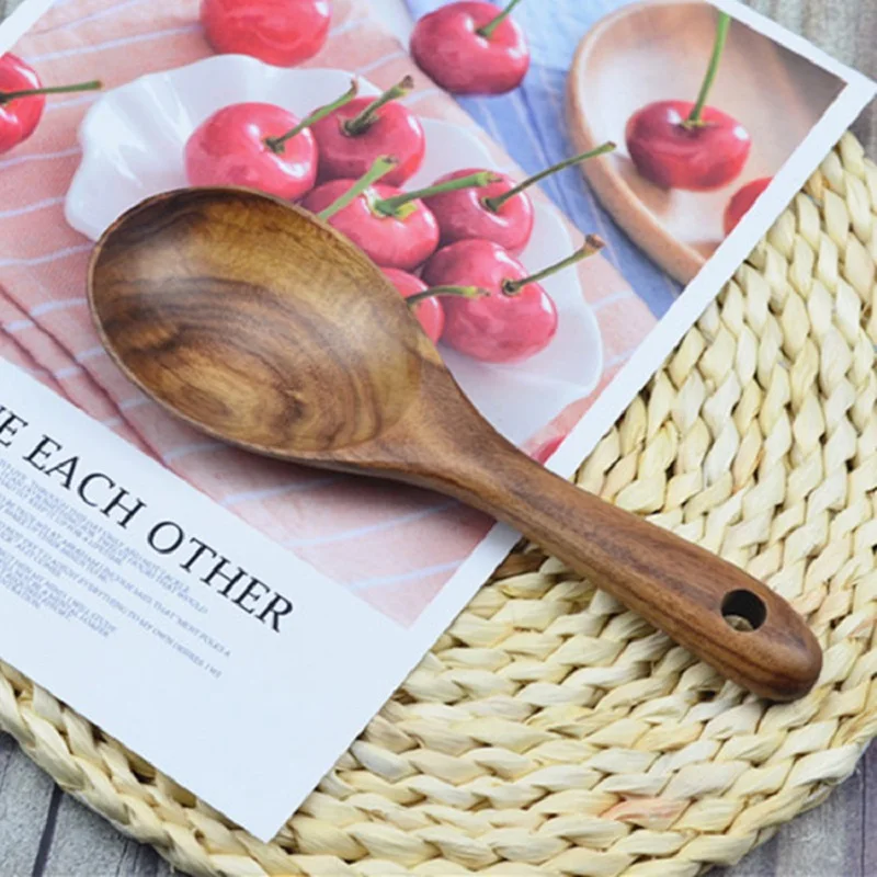 Скандинавская деревянная посуда для салата 5 комплектов (5 вилок + ложек)