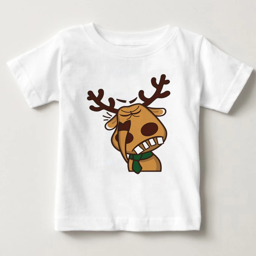 

Christmas Little elk prints children's T-shirt funny deer boy and girl T-shirt cartoon little deer summer short sleeved MJ