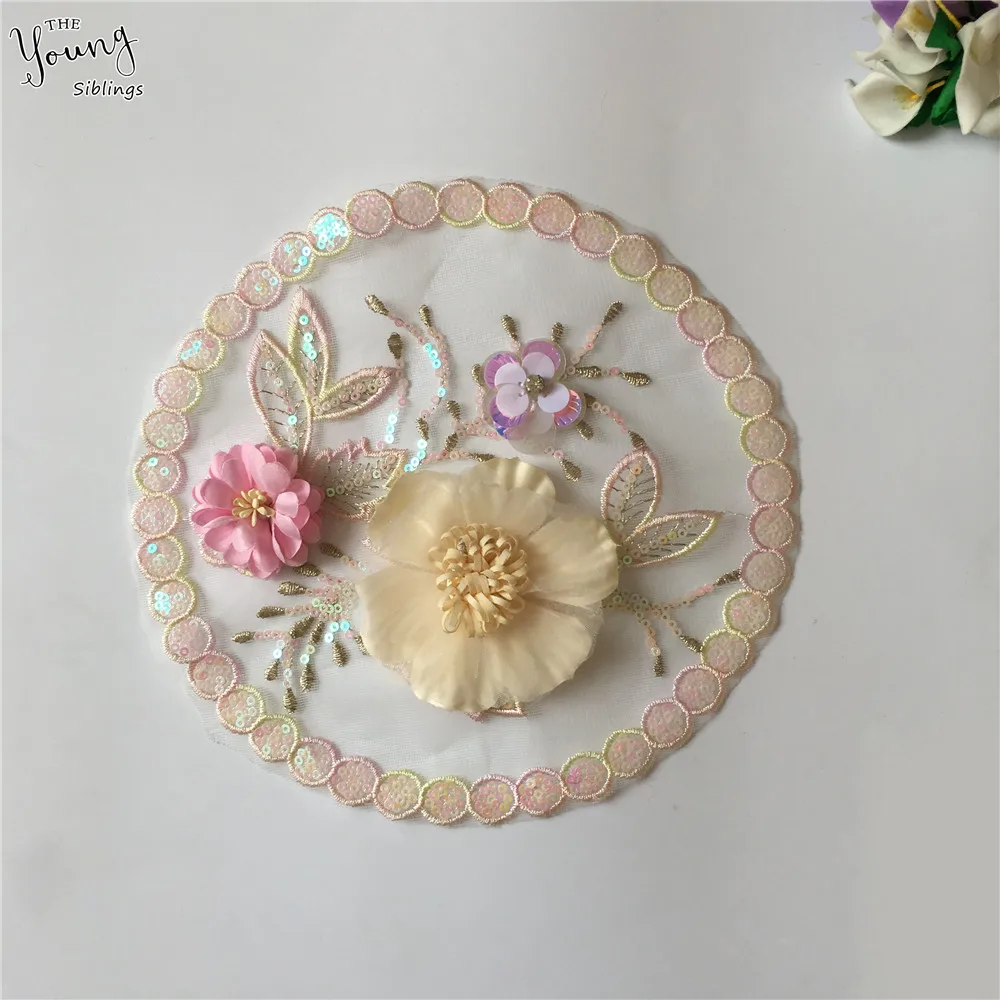 Новое поступление 3D Цветочная вышивка аппликация кружево воротник стразы шитье