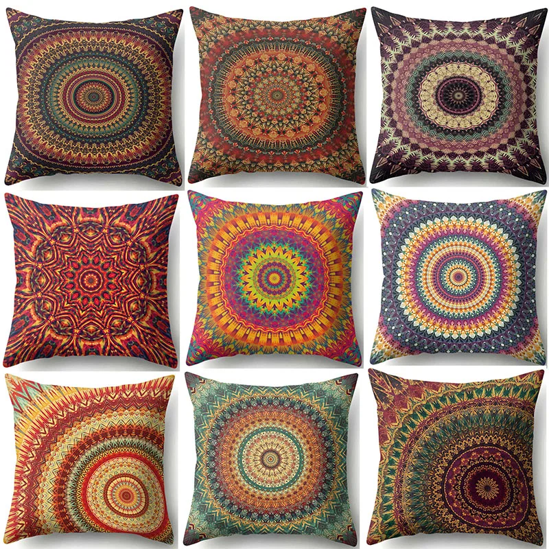 

Hongbo Mandala Polyester Cushion Cover Bohemian Geometric Pillow Case Tai chi Home Decorative Pillow Cover For Sofa Car almofada