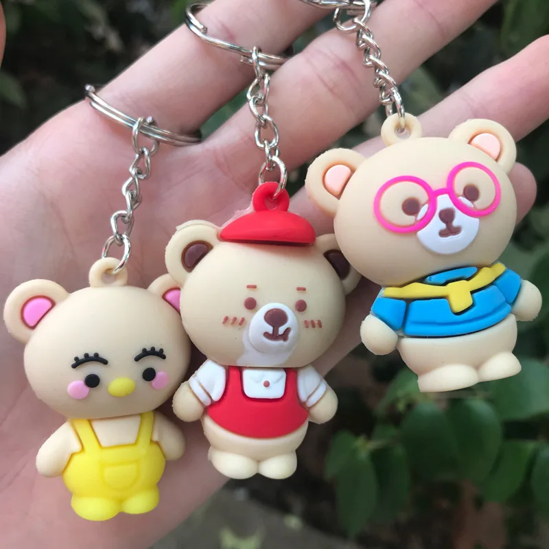 ПВХ мягкий брелок пластиковый медведь с трехмерной аппликацией в виде