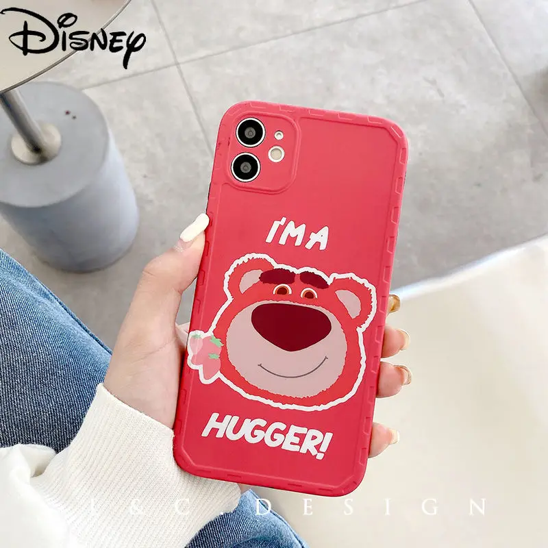 

Disney cute cartoon strawberry bear original phone case for iPhone 7/8P/X/XR/XS/XSMAX/11/12Pro/12min Phone Girl Case Cover