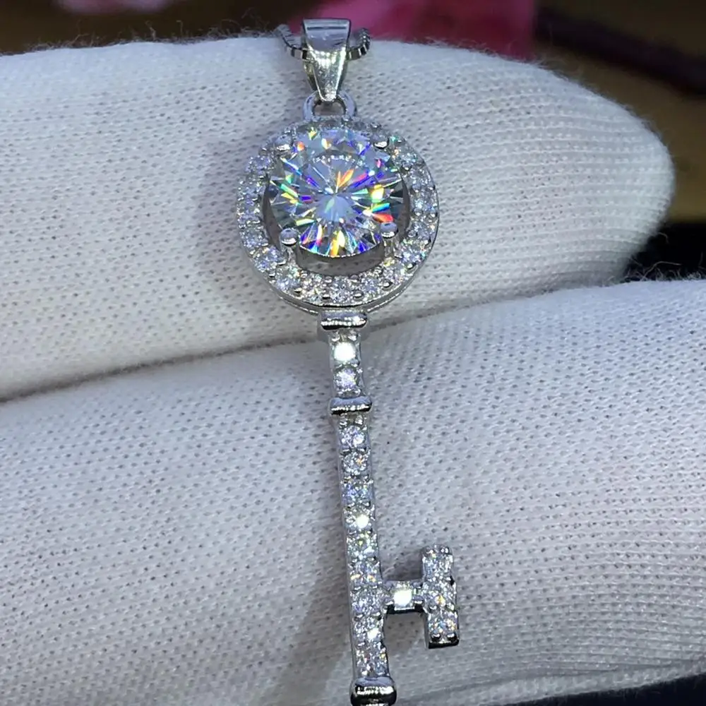 Круглые серебряные подвески Moissanite 1 CT D VVS роскошные Подвески Weding для