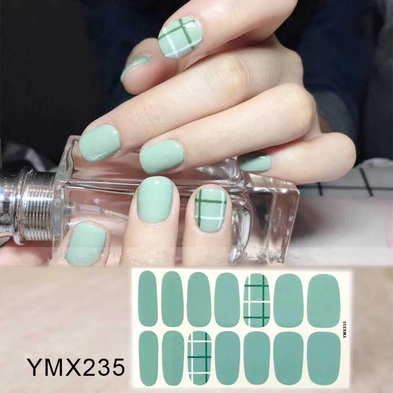 YMX235 1 лист цветной мультфильм милый медведь наклейки для ногтей клей полное покрытие наклейки для ногтей s 3D Водонепроницаемый Маникюр Pegatinas инструменты - Цвет: YMX235