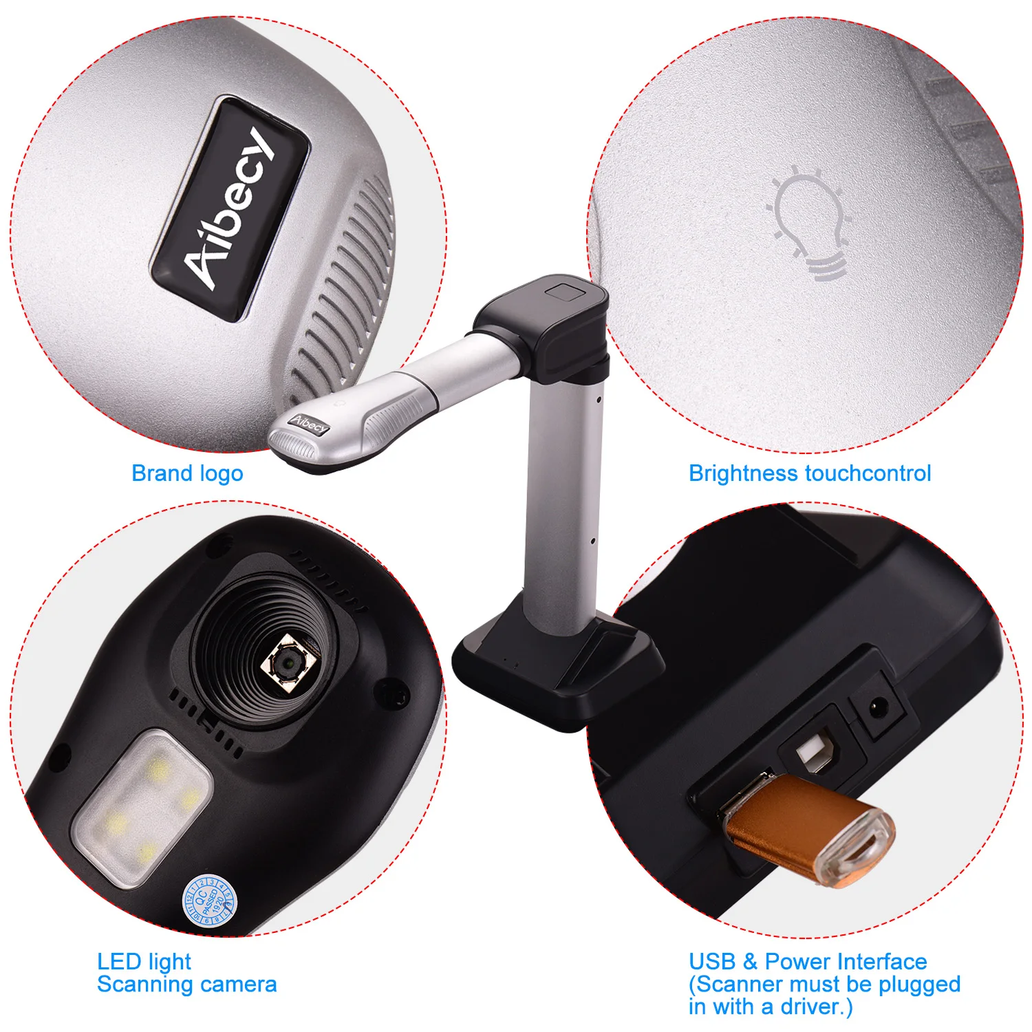 сканер для документов Aibecy Сканнер USB камера размер A3 16 мегапикселей