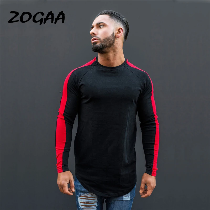 

ZOGAA T-shirts Men Men's Slim Long-sleeved Sports Fitness Fashion Autumn Patchwork O-Neck Oversize Hot Sale All-match Sweatshirt