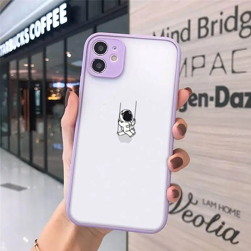 

Astronaut cartoon universe Phone Cases matte transparent For iphone 7 8 11 12 plus mini x xs xr pro max cover