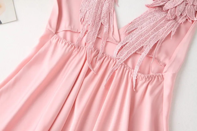 

Nightdress Sexy Women Satin Wing Suspender Sleepwear Summer New Nightwear Skirt Casual Backless Loose Kimono Bathrobe Gown