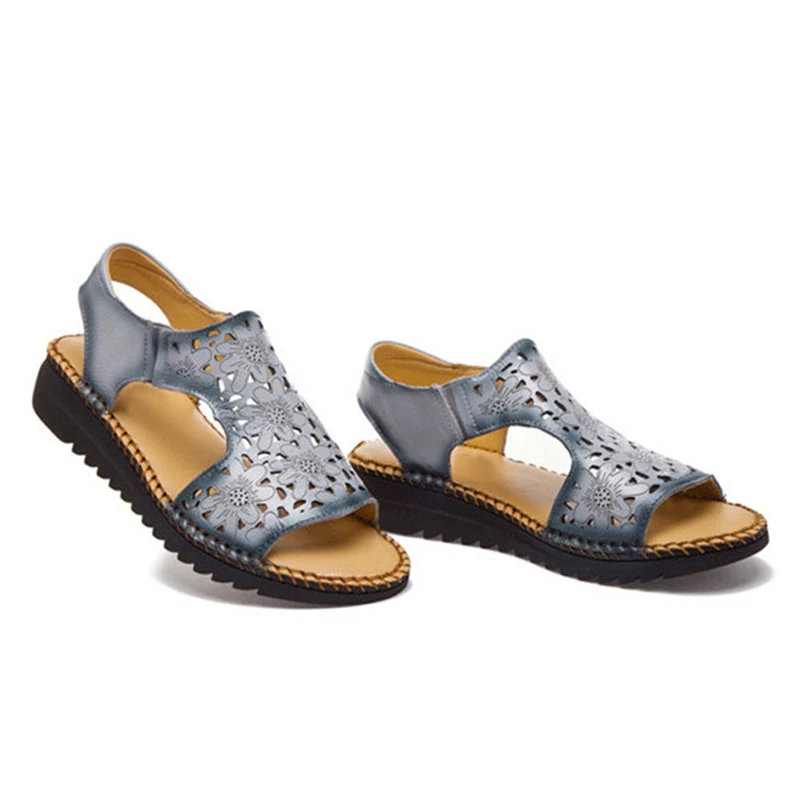 Женские босоножки с вырезами YAERNI из натуральной воловьей кожи сандалии на