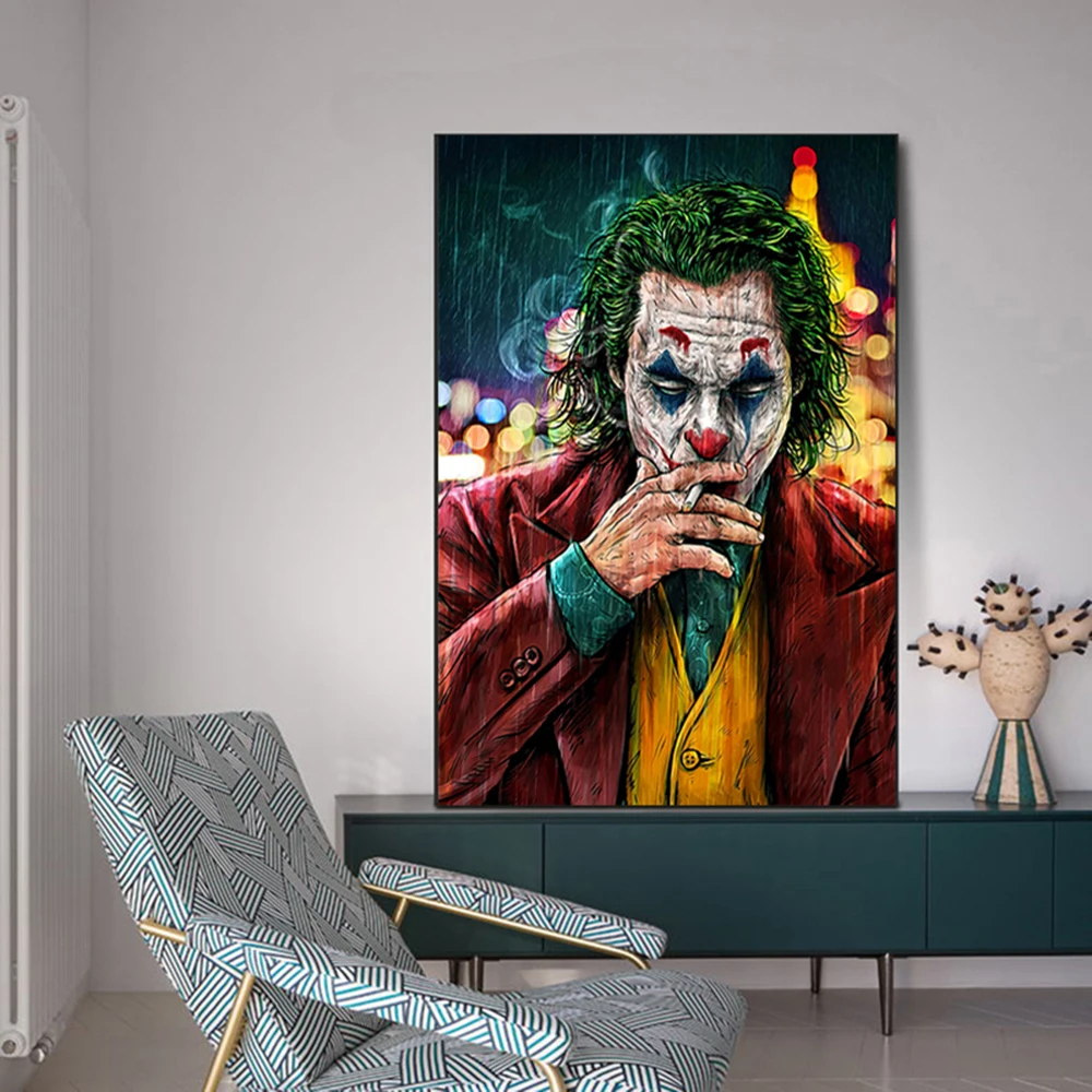 

The Joker Man Oil Canvas Painting Comic-Joker Prints Wall Poster Home Decor Painting Wall Pictures for Living Room Decoration