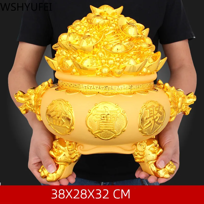 Chinese Style Golden Treasure Board Lucky Plate Resin Ornaments Home Study Living Room Crafts Gifts Shop Opening Auspicious | Дом и сад