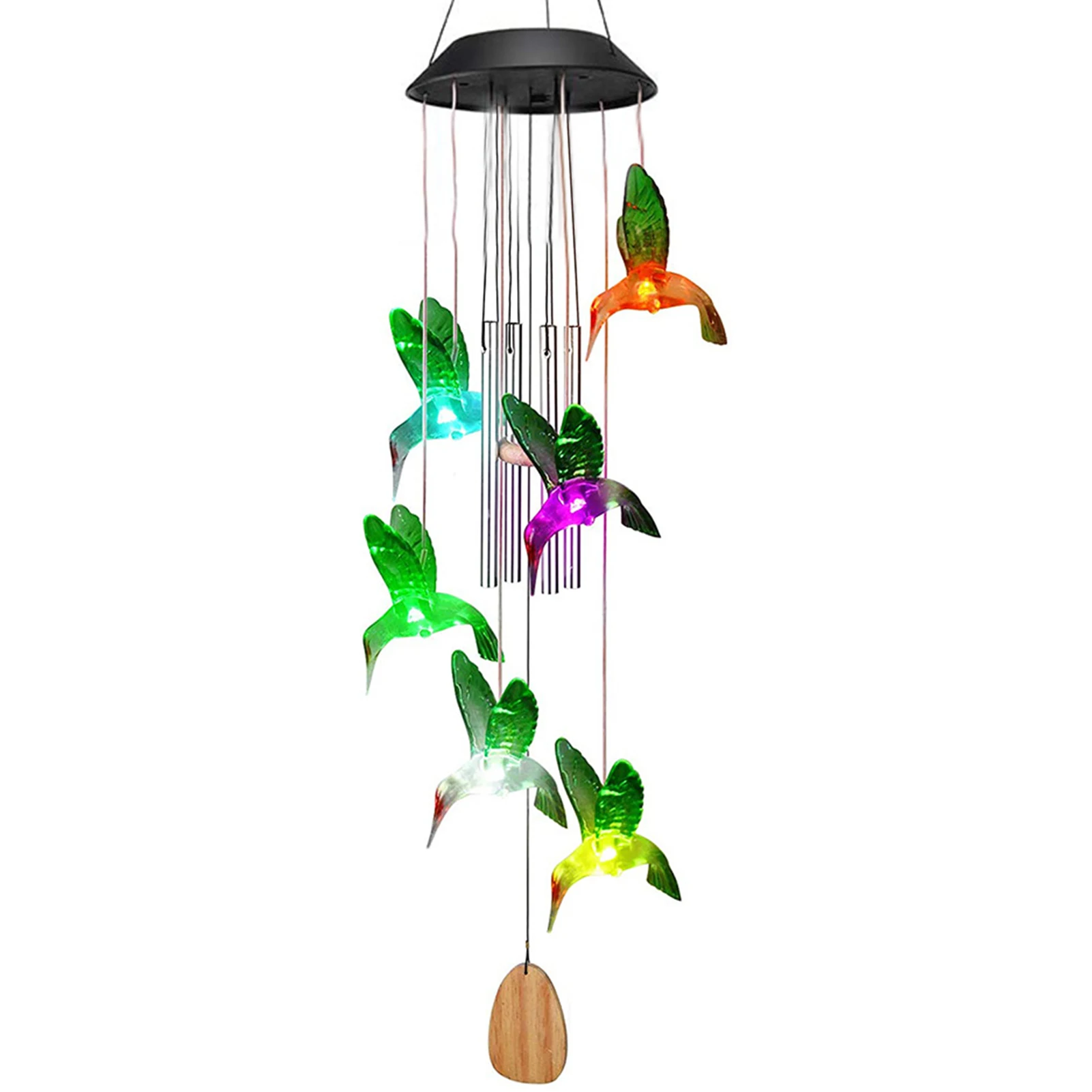 

Solar Power Wind Chime Crystal Ball LED Color Changing Hummingbird Butterfly Waterproof Outdoor Windchime Light Patio Yard Garde