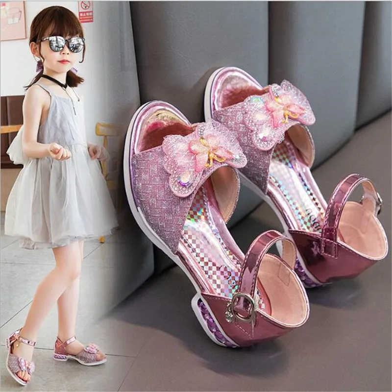 Босоножки с бантом для девочек туфли принцессы на мягкой нескользящей подошве