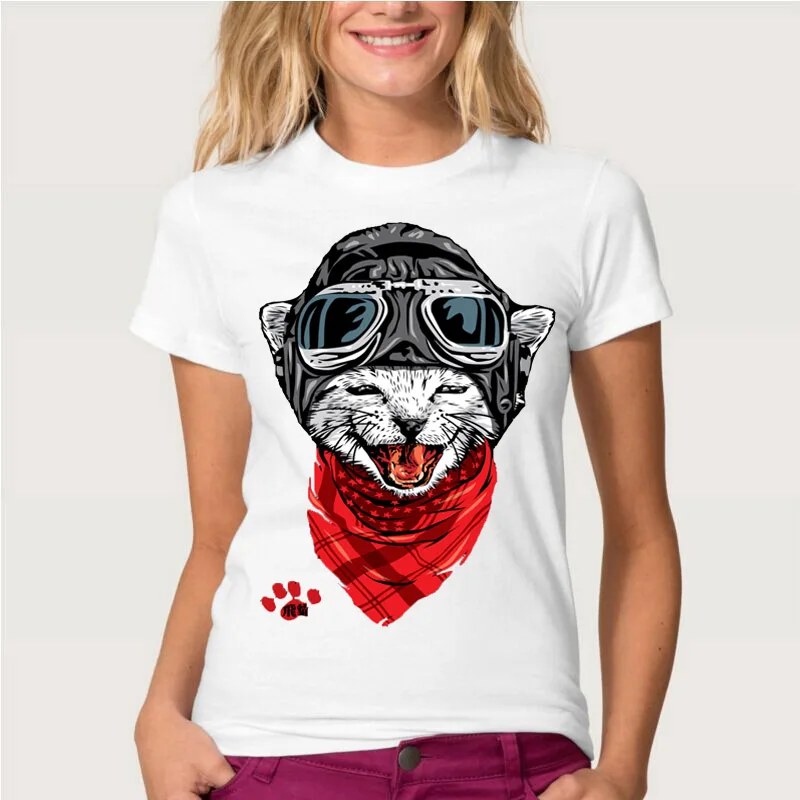 2018 летняя модная женская Футболка Happy astronaut cat 3D футболка забавная Harajuku Кот