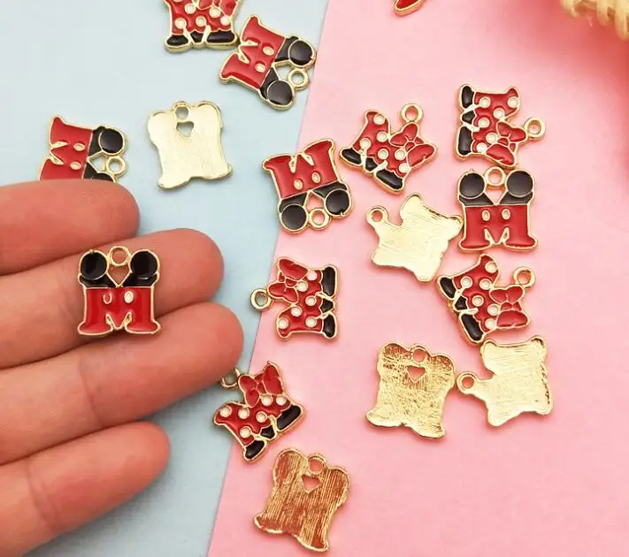 10 шт Мультяшные буквы Микки Минни м серьги ожерелье DIY брелок металлические