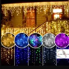 Рождественская гирлянда-занавеска 5-20 м, светодиодная гирлянда-сосулька, свисающая на 0,6 м уличная гирлянда на окно, наружное освещение, новый год 2022
