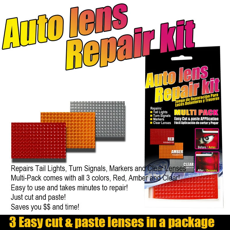 

DIY Grid Pattern Car Headlights Taillight Repair Tool Set Car Lights Crack Repair Film Polish Red Amber Car Auto Lens Repair