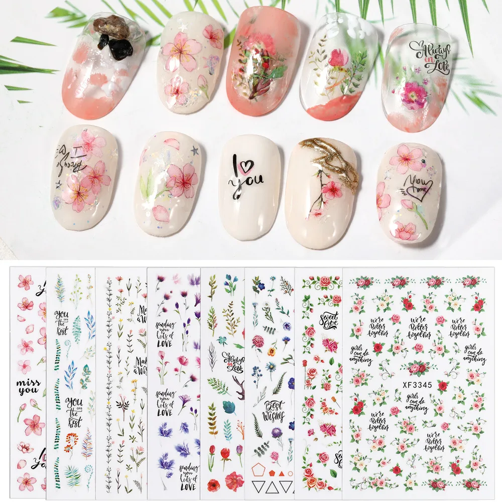 

1pcs Nail Art Flower Sticker Rose Flower Sun Flower Slider Inscription Nail Art Decoration Water Sticker Tips for Nail Art Gifts